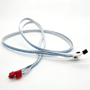 Kabel Harness Pita Datar Biru-Putih Kustom dengan Konektor Ganda Hitam/Merah Pabrikasi untuk Peralatan Rumah Tangga & Sistem Kontrol - Product Image 4
