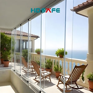 HDSAFE Exterior Frameless Movable Vidro Parede Partição Completa Porta Pilha Aberta Varanda Pátio Sunroom Escritório Partição Porta - Product Image 2