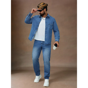 Set Casual da Uomo Due Pezzi: <span class=keywords><strong>Polo</strong></span> Sportiva Slim Fit e <span class=keywords><strong>Jeans</strong></span> Dritti Rilassati, Abbigliamento Streetwear Coordinato - Product Image 2