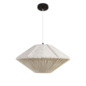 Lampada a Sospensione Moderna Europea Fatta a Mano <span class=keywords><strong>in</strong></span> Rattan e <span class=keywords><strong>Corda</strong></span> di Carta, <span class=keywords><strong>Paralume</strong></span> Decorativo a Cupola per Interni - Product Image 1