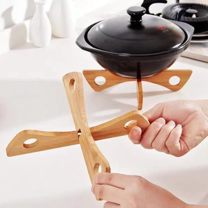 Support de cuisson en bambou croisé isolant thermiquement, support minimaliste anti-brûlure <span class=keywords><strong>pour</strong></span> égouttoir de vaisselle, présentoir <span class=keywords><strong>pour</strong></span> casseroles et poêles de cuisine - Product Image 5