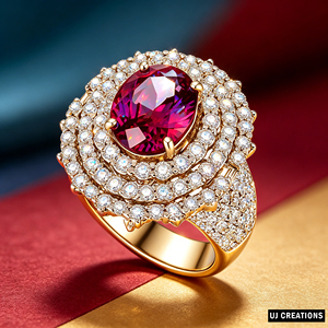Luxury Women's S925/10K/14K/18K Gold Plated Cocktail <b>Ring</b> Oval Cut Pink Crystal Pave Set Rhinestones Flower Shape Party Jewelry - Product Image 6