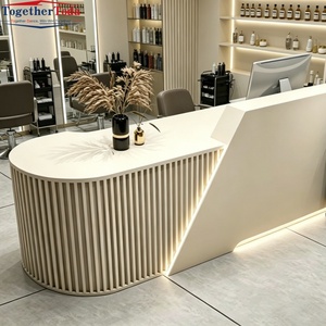Mostrador de Recepción Curvo con Iluminación LED, Moderno, para Salón de Belleza, Peluquería, Spa, Hotel, Tamaño Personalizado - Product Image 1