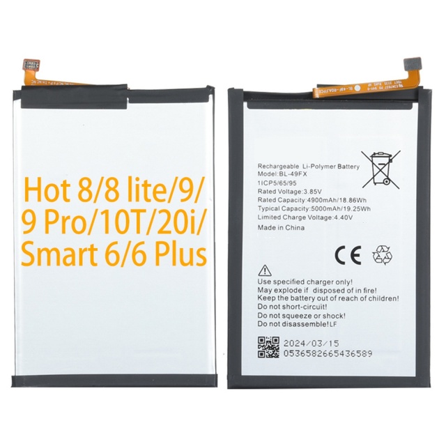 OEM 5000mAh BL-49FX High Quality 100% Zero Cycle Mobile Phone Battery for Infinix Hot 8 Lite 9 Pro 10T Stock