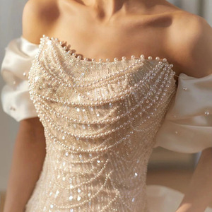 Off-Shoulder Beaded Mermaid Wedding Dress White Elegant Bridal Gown 2026 New Style Natural Waistline Coming Of Age Ceremony - Product Image 2