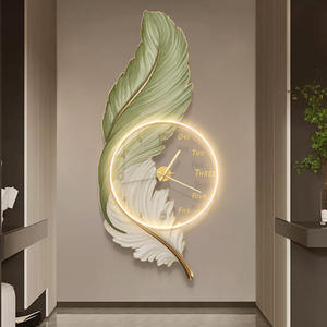 Orologio da Parete con Dipinto di Piume di Lusso, Decorazione Moderna per Casa, Arte Murale LED all'Ingrosso - Product Image 1