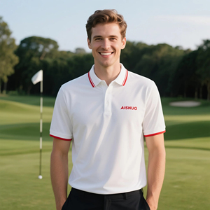 OEM personaliza su propio logotipo personal camisa Golf sublimación Golf camiseta blanca <span class=keywords><strong>con</strong></span> contorno rojo <span class=keywords><strong>con</strong></span> cuello Material elástico - Product Image 3