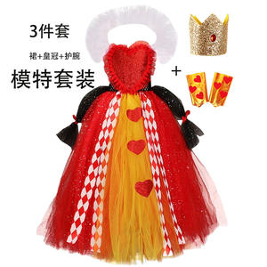 Disfraces de película de TV para niños 2024, <span class=keywords><strong>reina</strong></span> roja brillante, villano malvado, cuento de hadas, País de las Maravillas, vestido elegante de Halloween, <span class=keywords><strong>Reina</strong></span> inspirada en niñas - Product Image 4