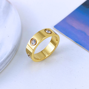 Bague en acier inoxydable plaqué or 18 carats pour femme, style vintage, or rose avec pierre et zircon, bijoux classiques en gros - Product Image 3