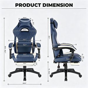 Chaises de Gamer Bleues en Gros au Meilleur Prix - <span class=keywords><strong>Black</strong></span> <span class=keywords><strong>Friday</strong></span> - Angle Réglable - Pivotant à 360 Degrés - Chaise de Jeu avec Repose-Pieds - Product Image 6