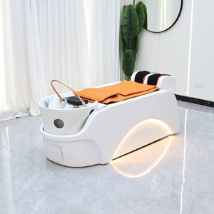 Cama de Champú Profesional Moderna para Salón con Masaje de Bolsa de Aire, Lavabo de Cerámica y Reposapiés Ajustable para Baño - Product Image 5