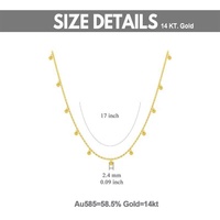 Bijoux de luxe en or massif 14 carats 17 pouces perle Station chaîne boule pendante collier ras du cou