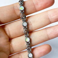 Bracelet chaîne de montre clé grecque opale bleue cool
