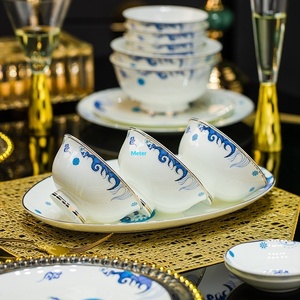 Service de vaisselle en porcelaine fine de Jingdezhen, style romain, pour la maison, ensemble de bols et de plats, vente en gros - Product Image 3
