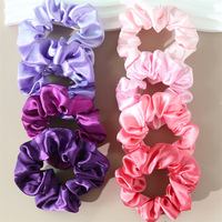Chouchous en satin rose personnalisés, style populaire, vente en gros, accessoires capillaires en soie pour femmes, élastiques à cheveux en satin pour femmes