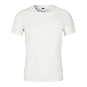 Camiseta de manga corta en blanco sólido de algodón mercerizado de alto recuento de los <span class=keywords><strong>a</strong></span>ños 50, uniforme de trabajo con estampado de logotipo personalizado bordado - Product Image 6
