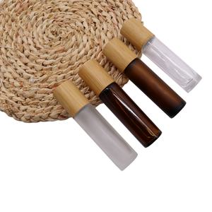 Eco-friendly 5ml 10ml Matte Amber <b>Glass</b> Roll <b>on</b> Bottle with Bamboo Lid Empty Cosmetic Essential Oil Roller Bottle - Product Image 5
