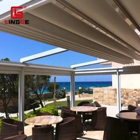 Pergola motorisée rétractable sur mesure en aluminium, auvent extérieur imperméable en PVC avec bande lumineuse LED et télécommande