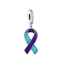 Breloque en argent 925 pour bracelet Fit Original Pan, rose et bleu, Super Maman, sensibilisation au cancer et à l'autisme, pour femmes, fabrication de bijoux commémoratifs