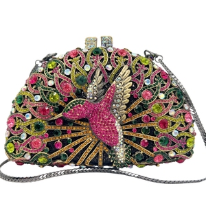 Bolso de Noche Brillante con Cristales y Pedrería de Pavo Real para Mujer, Cartera de Mano Elegante para Salidas Nocturnas y Cócteles - Product Image 4