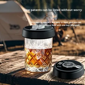 Ensemble d'outils <span class=keywords><strong>de</strong></span> fumage électrique portables en acier inoxydable et plastique au design moderne pour le camping et la préparation <span class=keywords><strong>de</strong></span> whisky/cocktails - Product Image 3