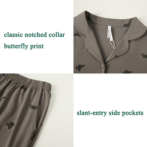 Produttore 100% <span class=keywords><strong>pigiama</strong></span> da donna personalizzato a manica lunga in <span class=keywords><strong>cotone</strong></span> lavorato a maglia con fiocco traspirante per la primavera <span class=keywords><strong>e</strong></span> l'autunno - Product Image 5