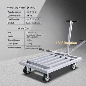 Carretilla Plegable de Plataforma Plana con Tubo Cuadrado de 1400 kg, 110x70 cm, Plateada, con Ruedas Todoterreno de 8 Pulgadas - Product Image 5