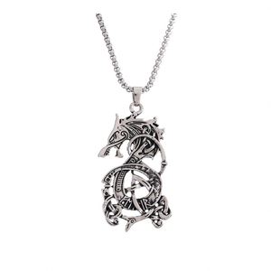 Vintage Viking <b>Celtic</b> Knot Dragon Geometric Classic Pendant <b>Necklace</b> Men's No Fade - Product Image 4