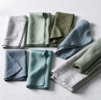 Serviettes de table en lin lavé à la pierre, 100 % lin naturel, teintes unies, carrées, pour la maison, les restaurants et les mariages