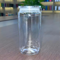 Vente en gros de gobelets en plastique transparent acrylique cylindriques à double paroi de 16 oz (500 ml) avec isolation thermique