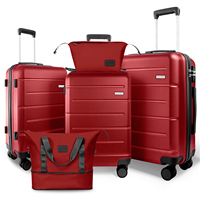 Ensembles de bagages légers et durables à coque rigide, ensembles de valises 5 pièces, ensemble de bagages ultra-légers en ABS avec roues silencieuses et serrures TSA