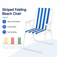 Kursi Pantai Lipat Outdoor dengan Logo Kustom Pola Garis Klasik untuk Berkemah & Piknik