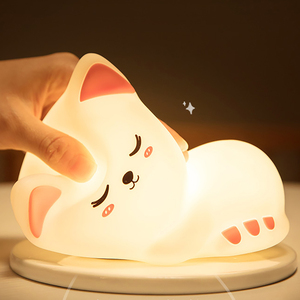 Christmas <b>Lights</b> Indoor Touch LED Cat Night <b>Light</b> <b>Remote</b> <b>Control</b> for Kid Children USB Rechargeable Silicone Child Cat Lamp - Product Image 3