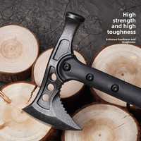 Hache tactique multifonctionnelle polyvalente, lame de bushcraft en acier inoxydable 420, tranchant de coupe de 9,7 pouces, pour la défense personnelle en extérieur