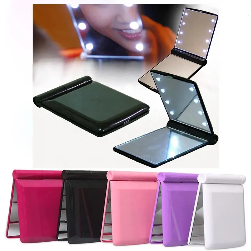 Pocket vanity 8 led lighted Handheld mirror portable pocket mirror foldable makeup mirror for travel