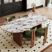 Table à manger de style crème vintage français petit appartement maison Internet-célèbre ensemble de chaises en forme de roche ancienne