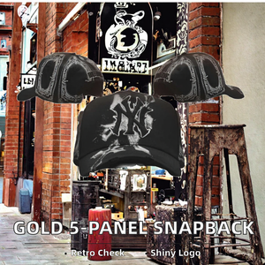 Gorra de gamuza bordada con hebilla de un solo cierre y estructura de 5 paneles estilo vintage G5 Barbas 2025, en caja dorada. - Product Image 2