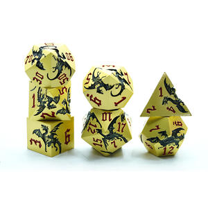 Juego de Dados de Metal Dorado con Logotipo Personalizado, 7 Piezas, Juego de Dados con Dragón Negro y Números Rojos para Juegos de Rol, Eventos Promocionales, Regalo Corporativo - Product Image 4