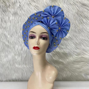 Turban en velours Aso Oke pour femmes, bonnet musulman, foulards islamiques, turban Aso Oke - Product Image 5