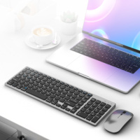 COTECi Slim 2.4G BT clavier souris sans fil Combo 102 touches Rechargeable clavier de bureau ergonomique ensemble de souris pour ordinateur portable