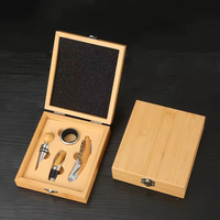 Ensemble cadeau d'ouvre-bouteille en bambou personnalisé - Tire-bouchon et accessoires dans une boîte en bois de qualité supérieure pour cadeaux d'entreprise, événements, promotions