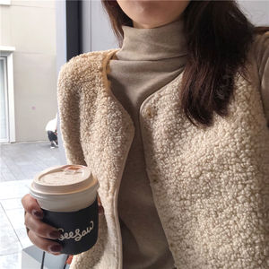 厚手のブラシコットンマンダリンカラーかわいい女性の秋2020ミッドカラー長袖Tシャツ無地インオールマッチ - Product Image 5