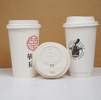 Gobelets en papier à double paroi jetables personnalisés avec logo, 8oz, 10oz, 12oz, 16oz, vente en gros, avec couvercles pour boissons chaudes