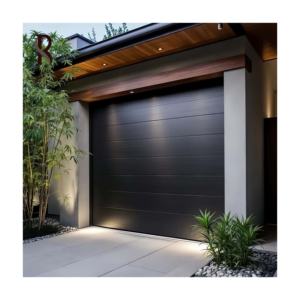 Nouvelle <span class=keywords><strong>porte</strong></span> <span class=keywords><strong>de</strong></span> <span class=keywords><strong>garage</strong></span> sectionnelle électrique en acier noir, isolée, <span class=keywords><strong>de</strong></span> style contemporain, 9x7, 16x7, 10x10, prix usine, pour villas - Product Image 4