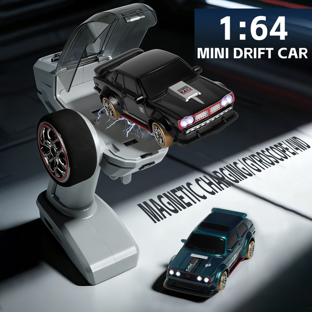 1:64 Mini Drift RC Car 2.4G Remote Control Car with Magnetic Charging & Gyroscope Desktop Pocket Racing Toy for Kids