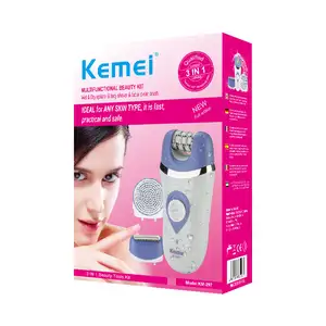 Kemei KM-297 Kemei 3in1 제 모기 여성용 충전식 제모 기계 전기 레이디 면도기 비키니 바디 페이스 겨드랑이