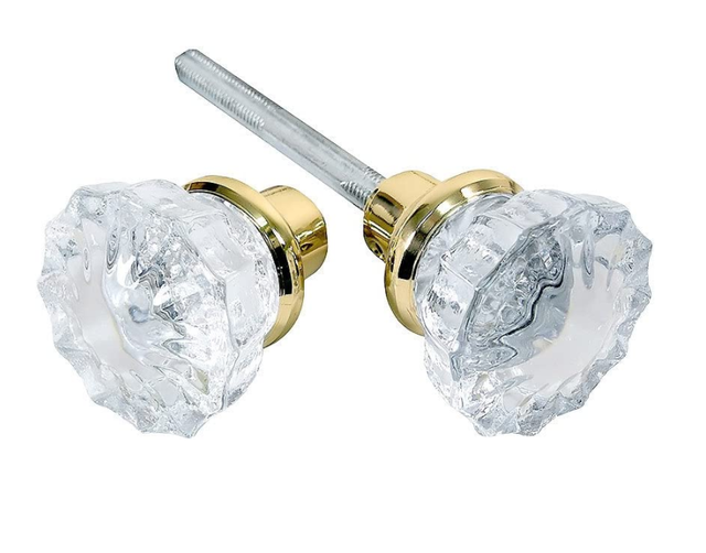 Modern Satin Nickel Finish Mortise Lock Crystal Glass Door Knob Replacement Set for Apartment Use