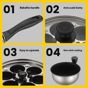 Cuiseur vapeur à oeufs à fond <span class=keywords><strong>plat</strong></span> en acier inoxydable 304 transfrontalier quatre trous cuisine domestique cuisinière à Induction cuisinière à gaz poêles à frire - Product Image 2