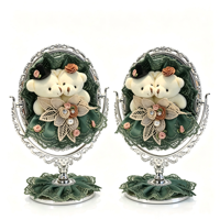 Miroir de table ours en peluche artisanal créatif et adorable, miroir de maquillage de bureau, miroir cosmétique, ornement cadeau de mariage