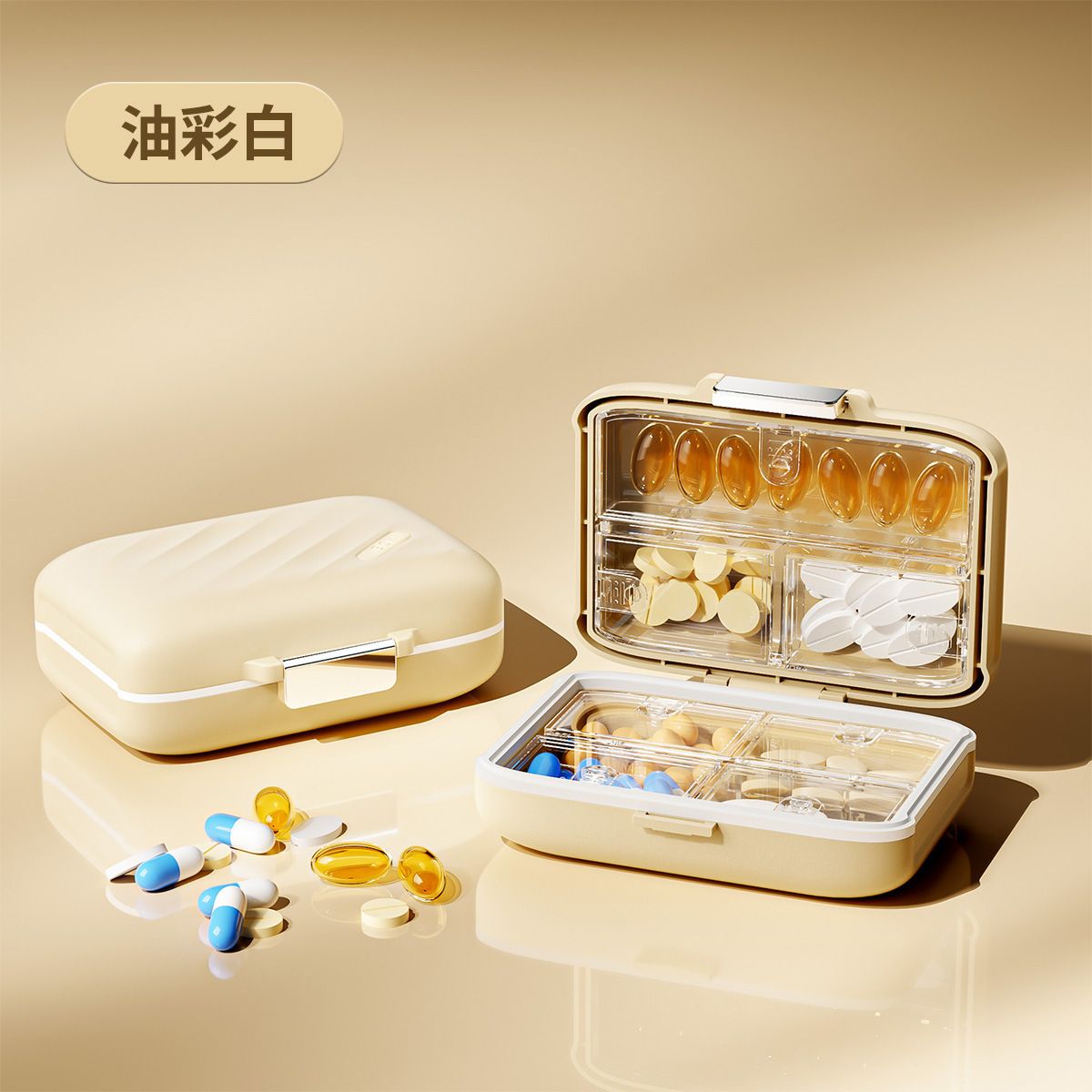 Frosted Pill Box [Painted White, 7 Compartments]